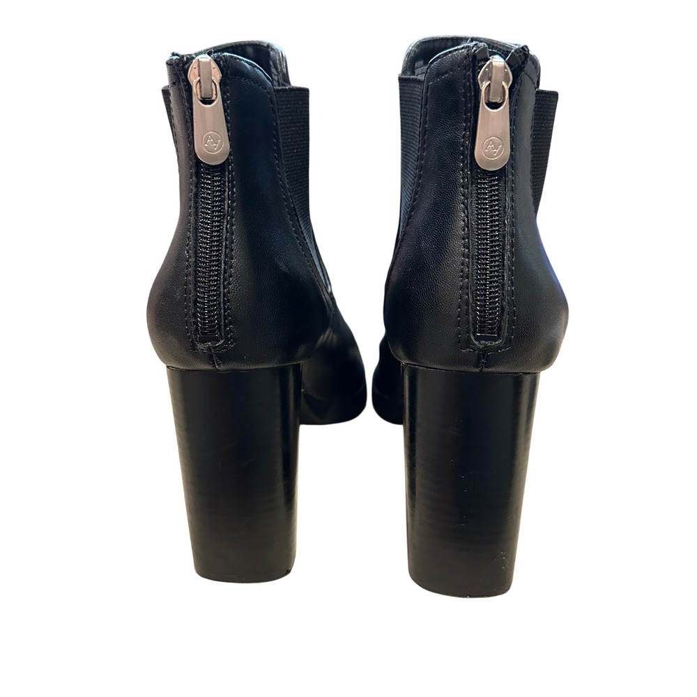 Adrienne Vittadini NERINA Ankle Boots 9.5M Black Leather Block Heel Lug Sole - Picture 5 of 10